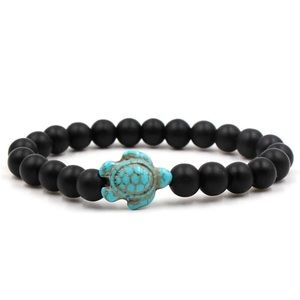 Sea Turtle Bracelet matte black Natural Stone Bracelet Summer Jewelry Handmade